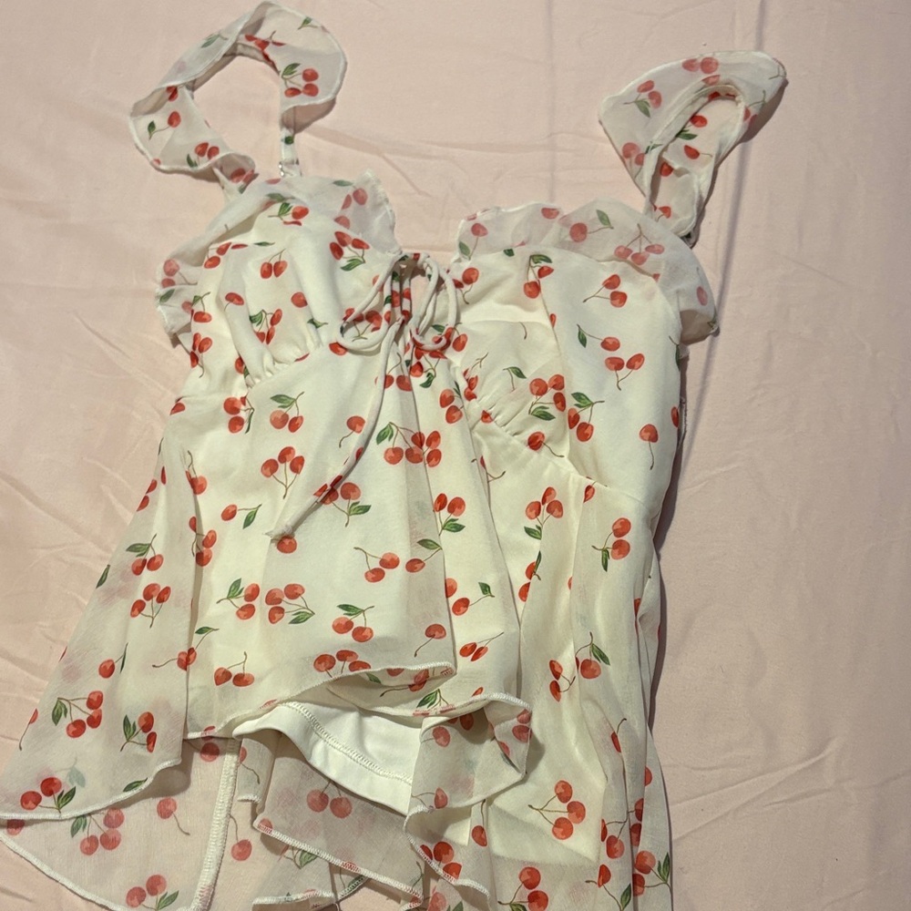 Wild Fable Cherry Print Ruffle Blouse